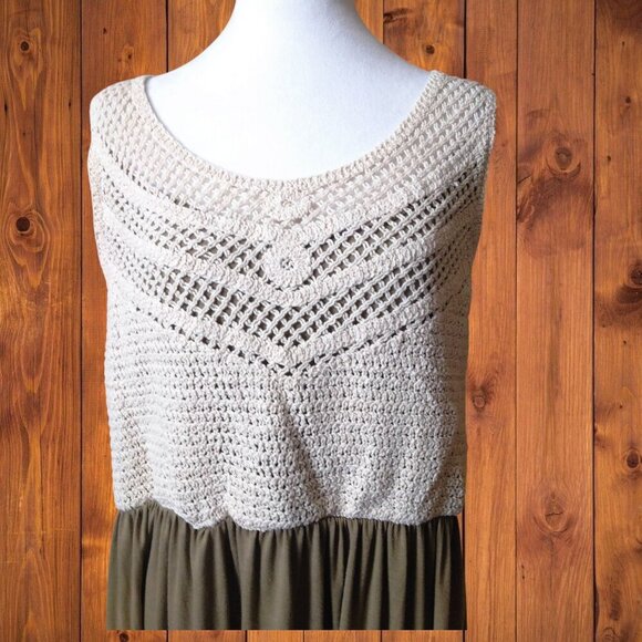 Cal Style Women's XL Sleeveless Crochet Top Dress Maxi Made in USA NWT - Picture 2 of 7